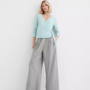 NWT LOFT Pleated Pull On Wide Leg Pants in Herringbone | Size Large |